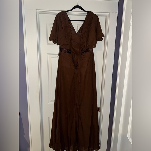 NWT Women's Brown Chiffon Bridesmaid Dress - Picture 7 of 7